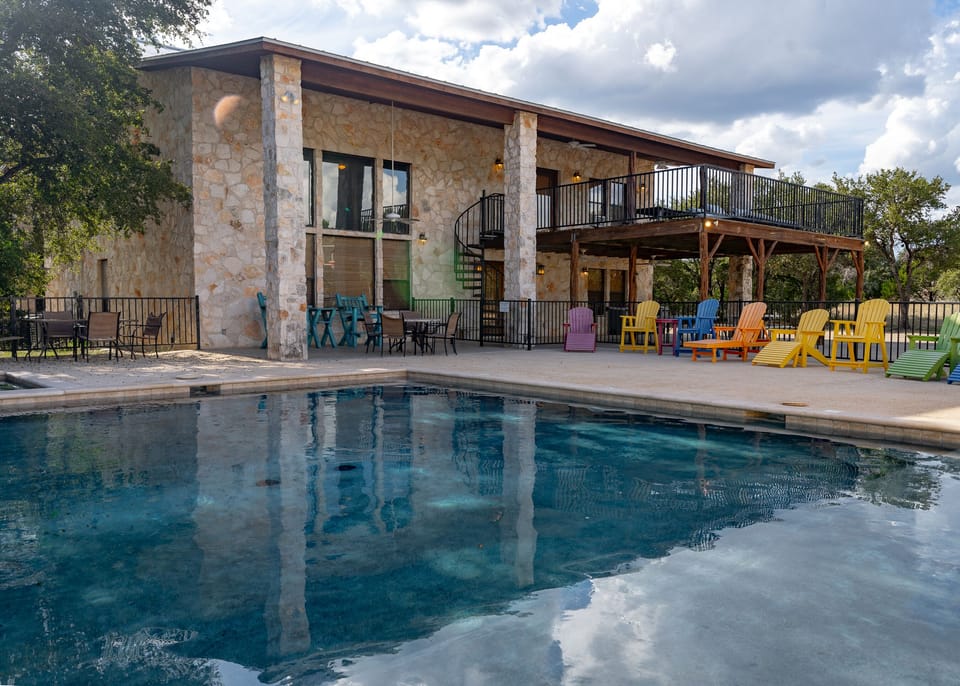 Pool view of patio
