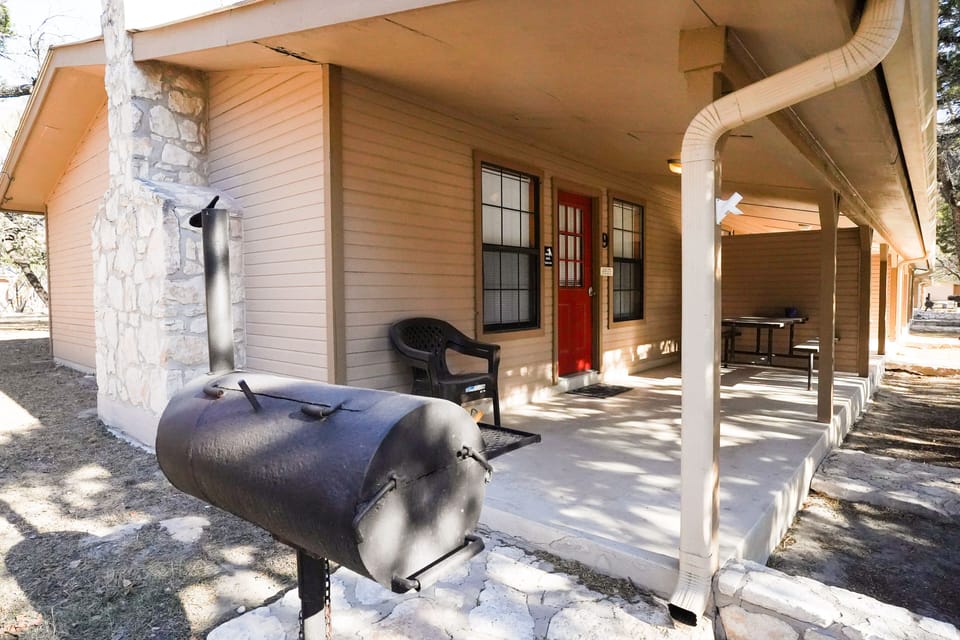 Porch view with fire pit
