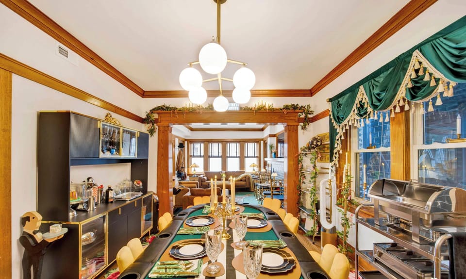 The Dining Hall equipped with bar cart, chafing station, and full desert station with sofa fountain