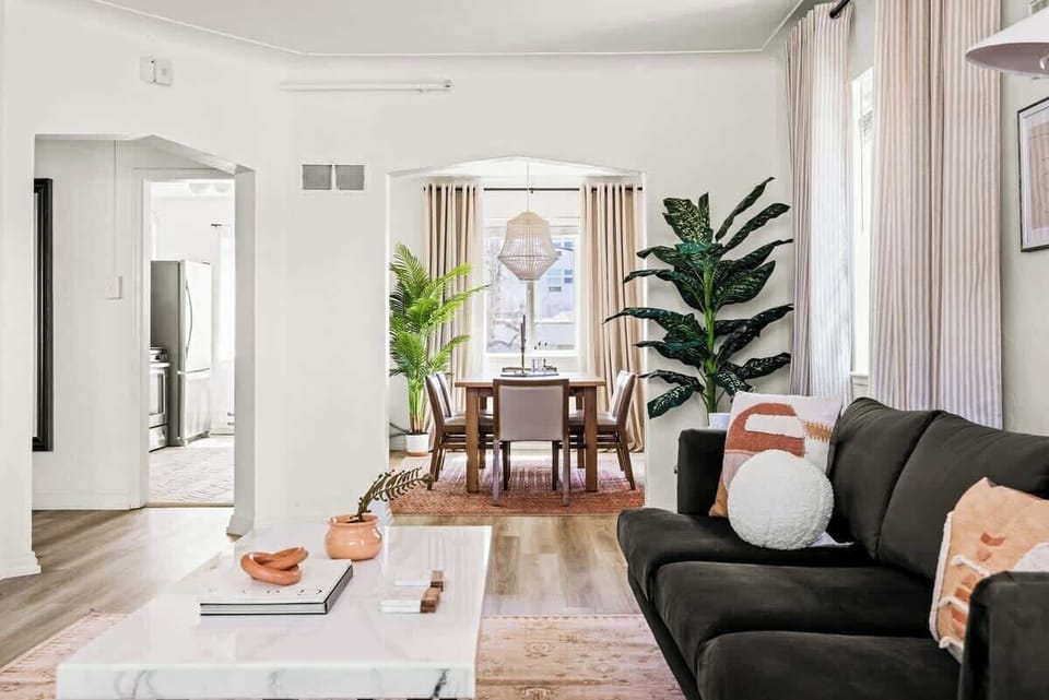 Living area looking into dining area