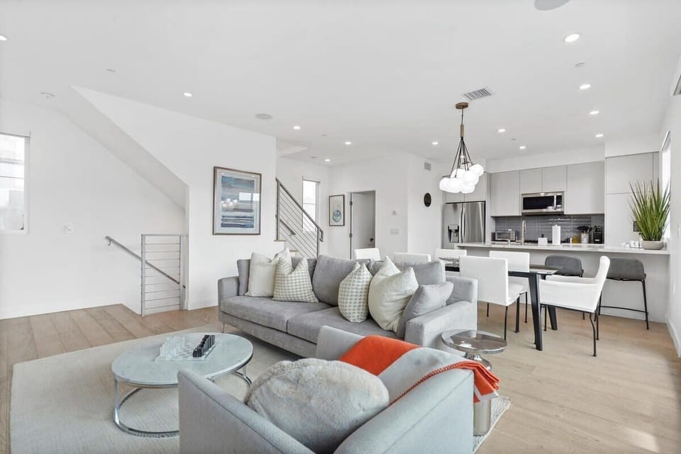 The Main level features an open-plan living room and kitchen
