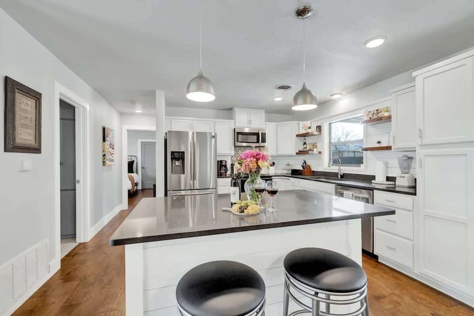 Seating for two at the kitchen island.