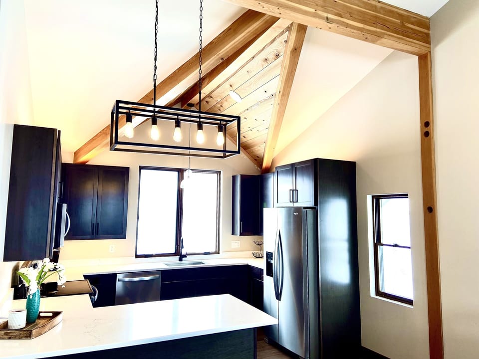 Full kitchen with amazing sunset views