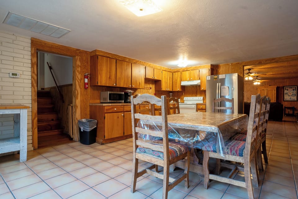 Dining table and kitchen view