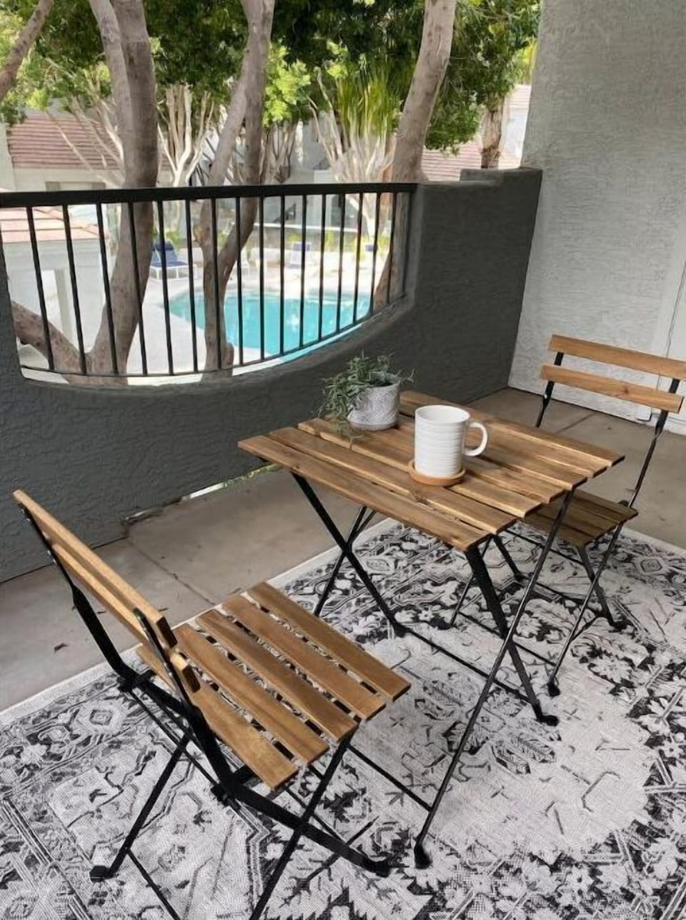 Enjoy morning coffee or evening adult beverages on the balcony