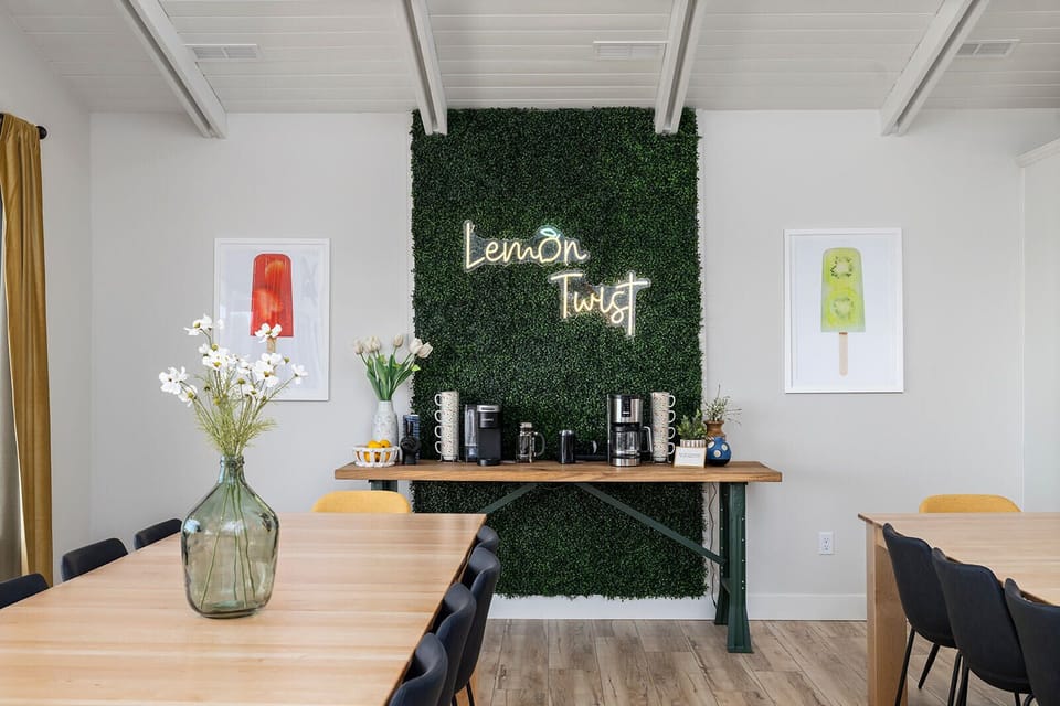 Dedicated coffee bar with both Keurig and drip coffee maker for easy mornings.