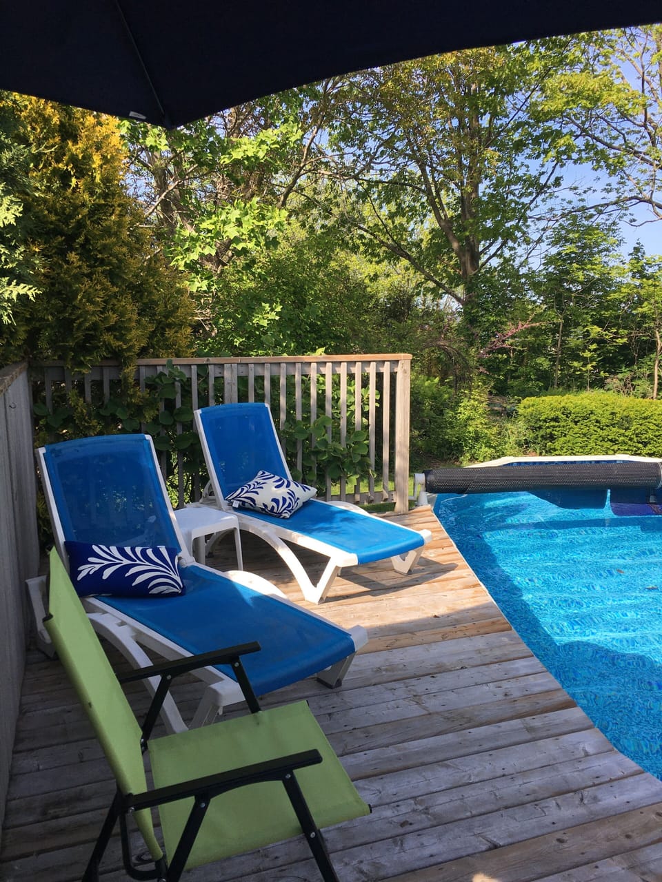 Lounging by the pool
