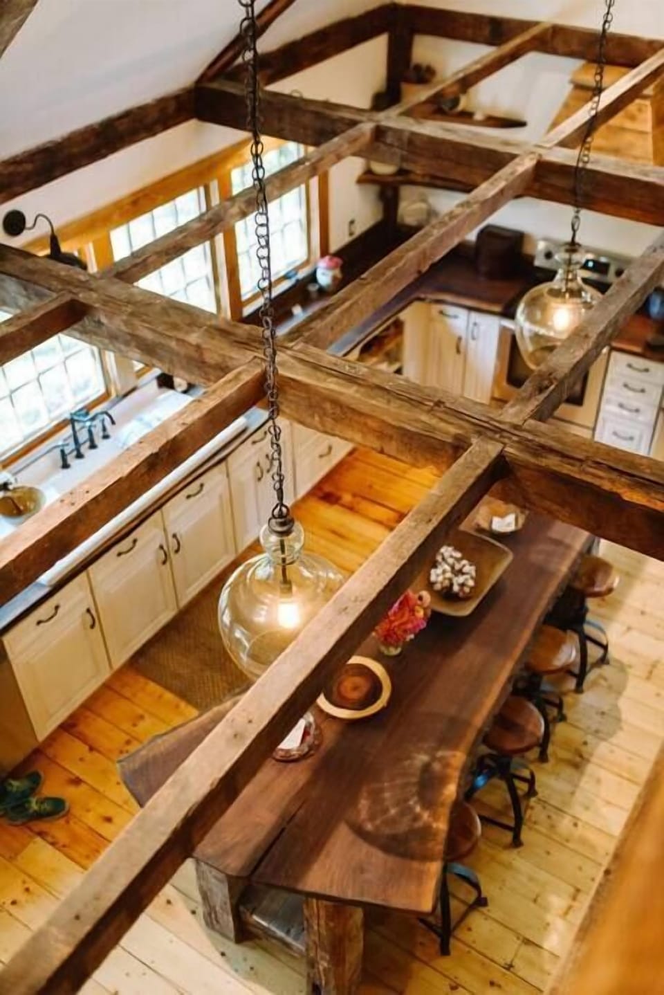A view to kitchen from loft