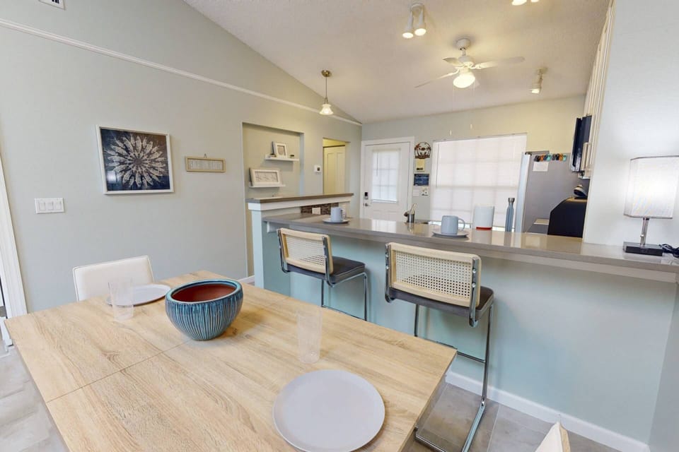Sit at the table or the counter to enjoy a meal delivered or homemade.