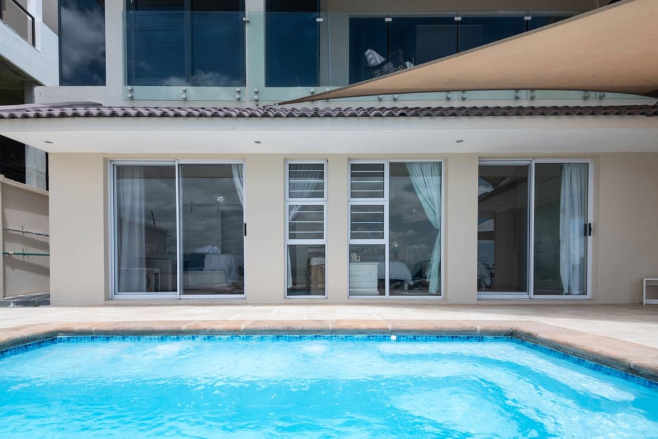The pool area