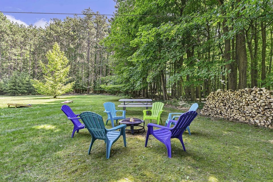 Fire pit area in the backyard for roasting s`mores