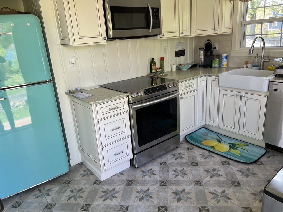 Kitchen with all appliances kureg fondue waffle maker etc  