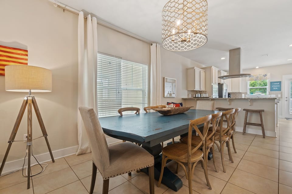 Dining table with seating for eight