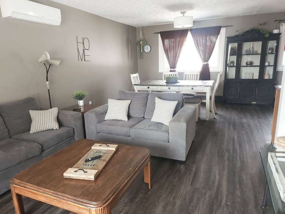 View of living room and dining room