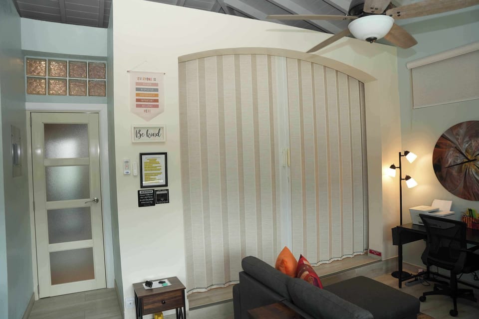 SLIDING PRIVACY PARTITION FULLY CLOSED.