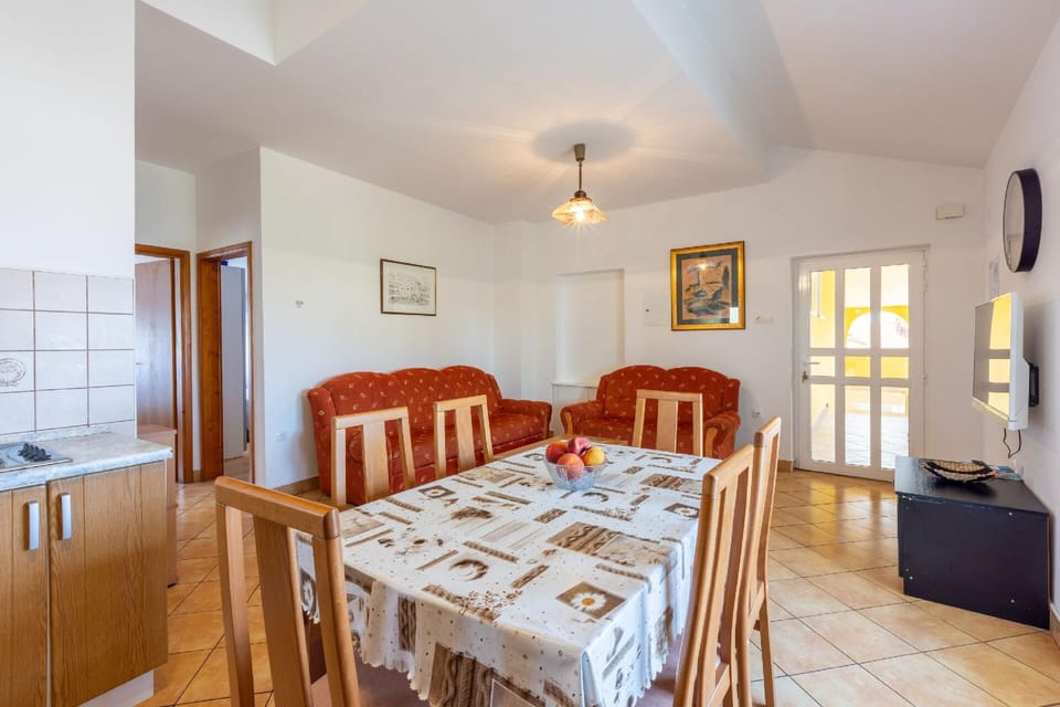 Kitchen + dining area + living room