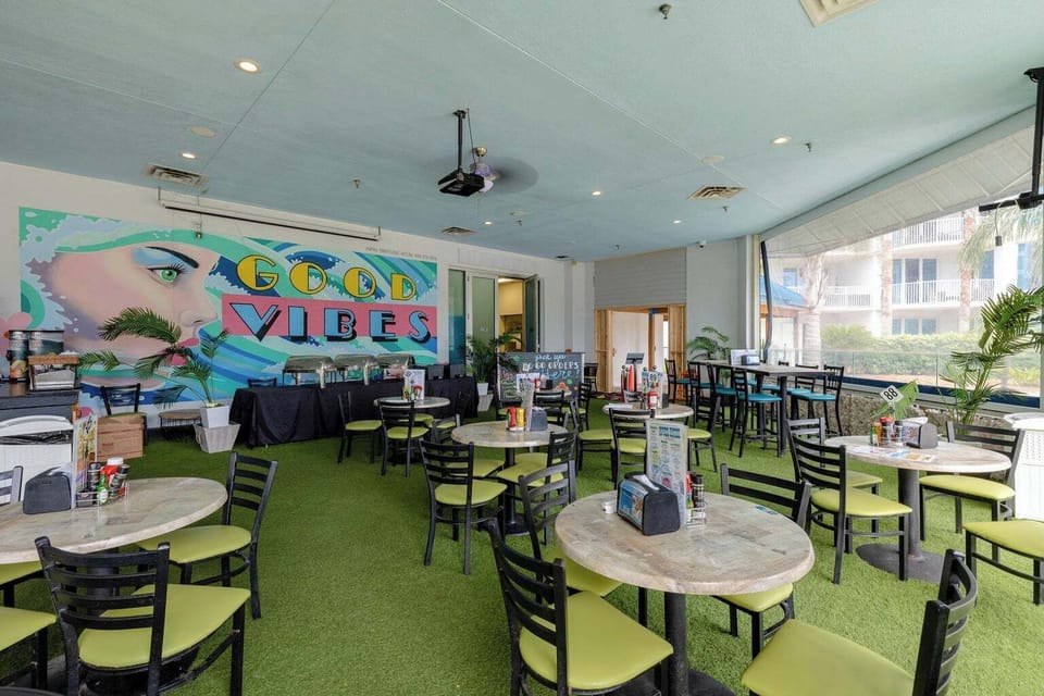 Blue Lagoon sitting area to enjoy lunch, snack, dinner and/or an adult beverage