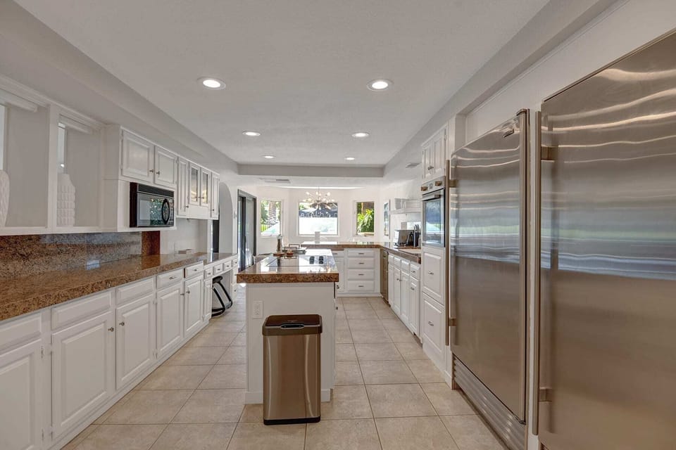 The kitchen with new Bosch oven and dishwasher, plus Sub Zero refrigerator and freezer.