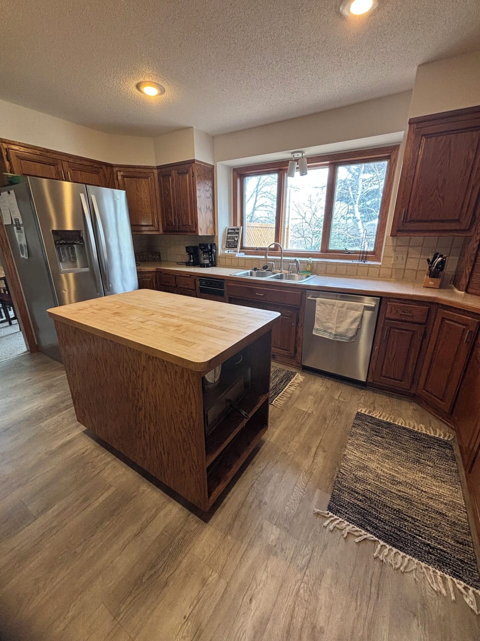 kitchen new appliances and lake view from sink