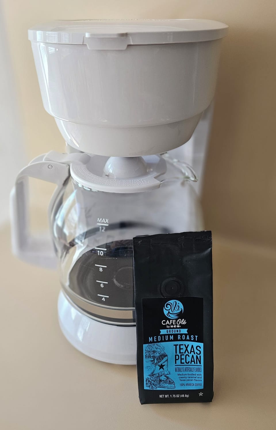 Complimentary HEB "Texas Pecan" coffee--delicious!