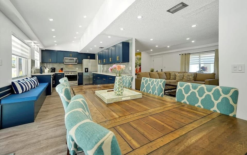 Open kitchen and dining room 