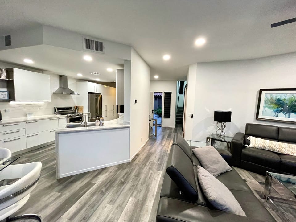 Relax downstairs with all you need right here.  Every inch with a view.