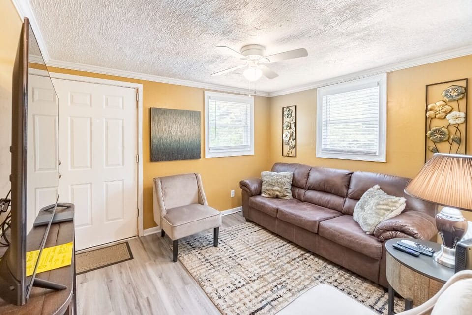 Living room with sofa bed and large screen TV