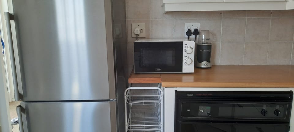 Full length Smeg fridge and freezer, microwave, Nutribullet blender and oven