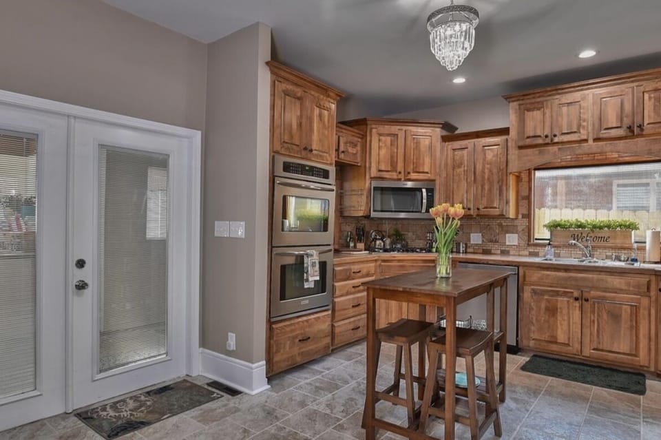 The private pool house is just off the back of the kitchen.
