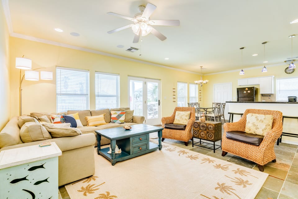 Open, main level living space with wall of windows