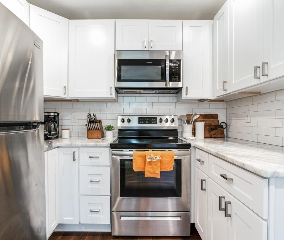 Kitchen with stainless steel appliances