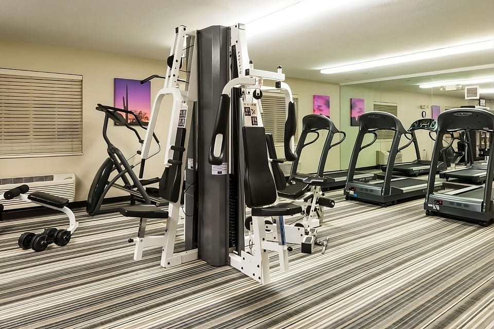 Power through workouts with cardio machines and strength equipment.