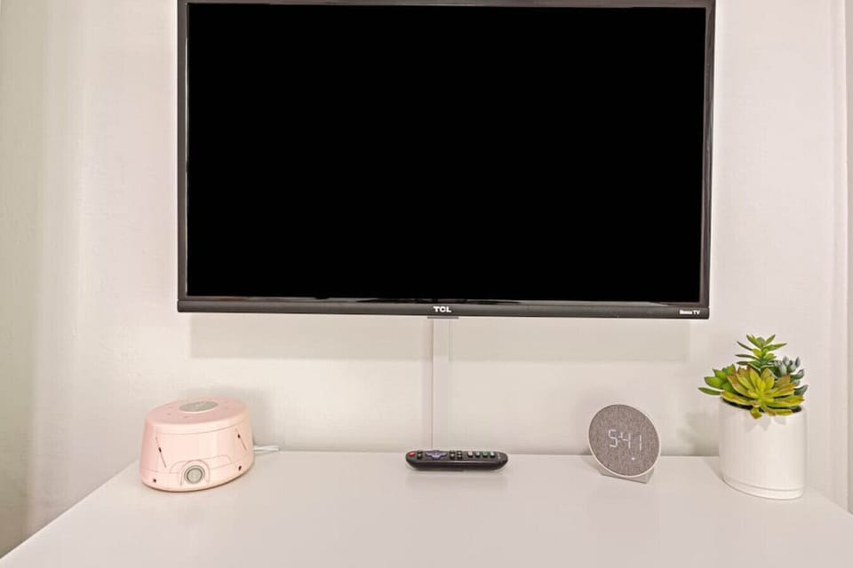 Bedroom #1 has a comfortable King bed plus a smart TV with all the apps you could want & a sound machine.