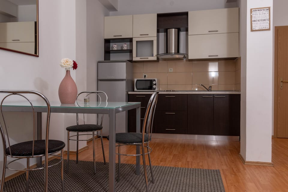 Dining area and kitchen.