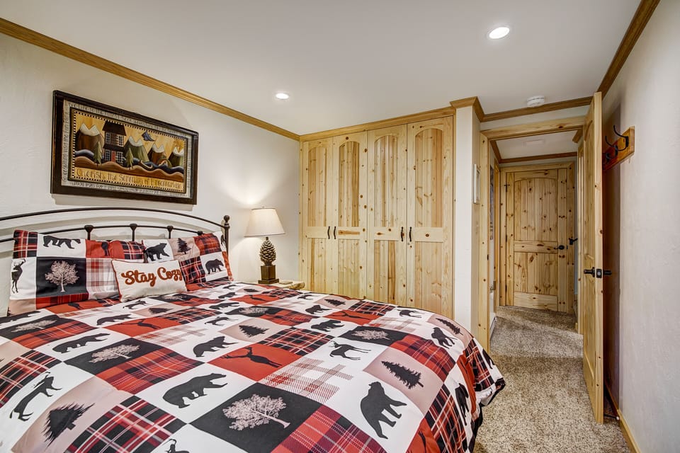 Serene master bedroom, offering a peaceful retreat after a day of adventure.