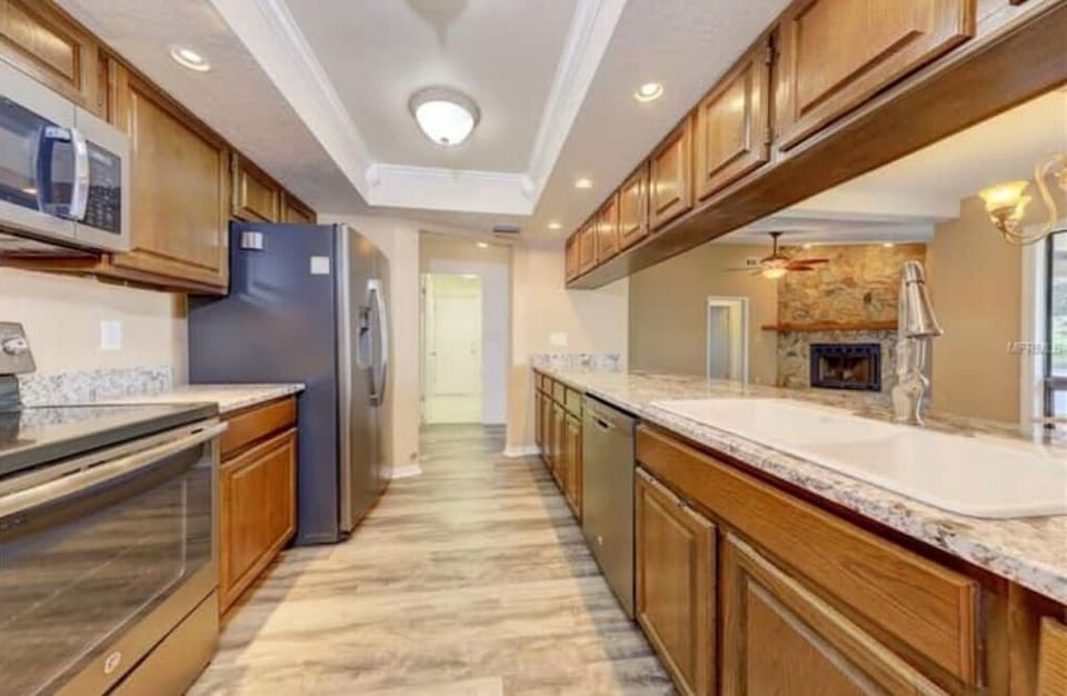 Kitchen with water view