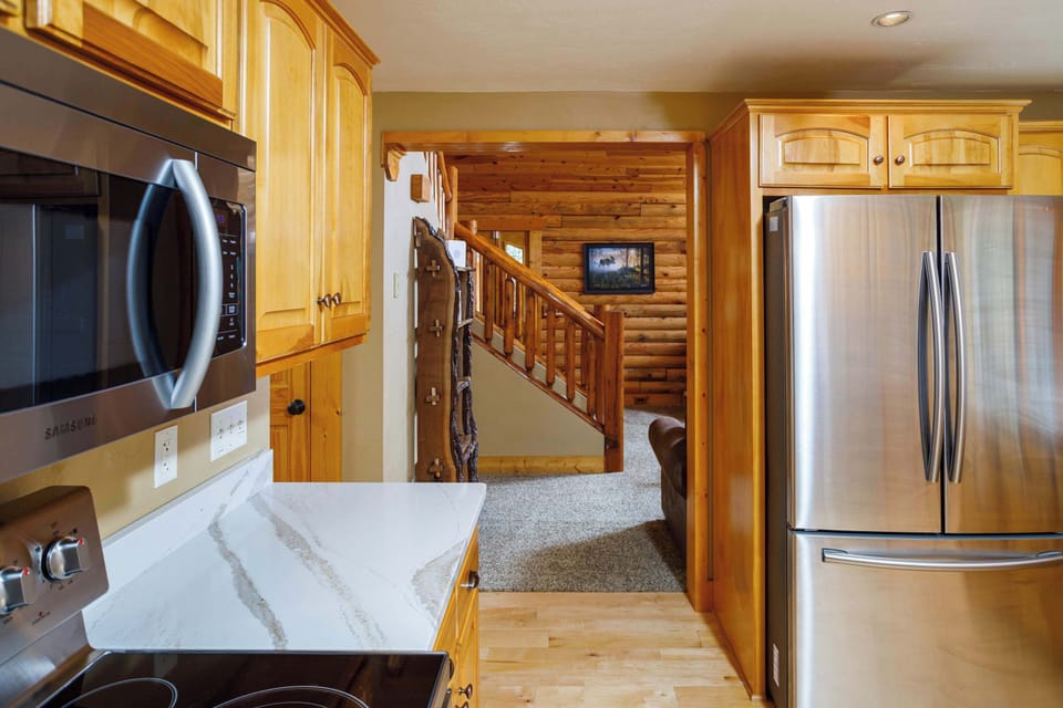 Kitchen flows into living area