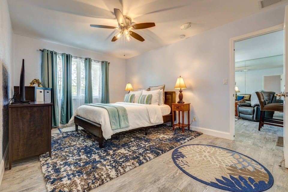 Enjoy a restful night of sleep in your oversized bedroom.