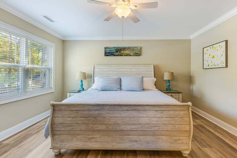 Bedroom #2 - a Queen bed with premium mattress, your own private bathroom and a flat-screen TV.