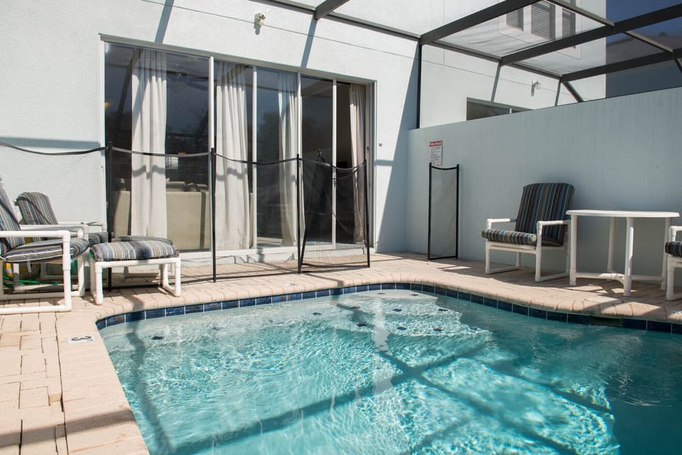 Private, south facing lanai and splash pool with no rear neighbors