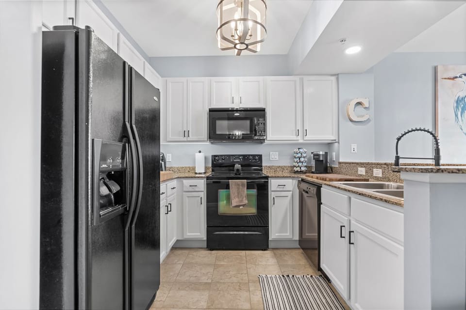 Stocked kitchen with all the necessities to make a wonderful seafood meal!