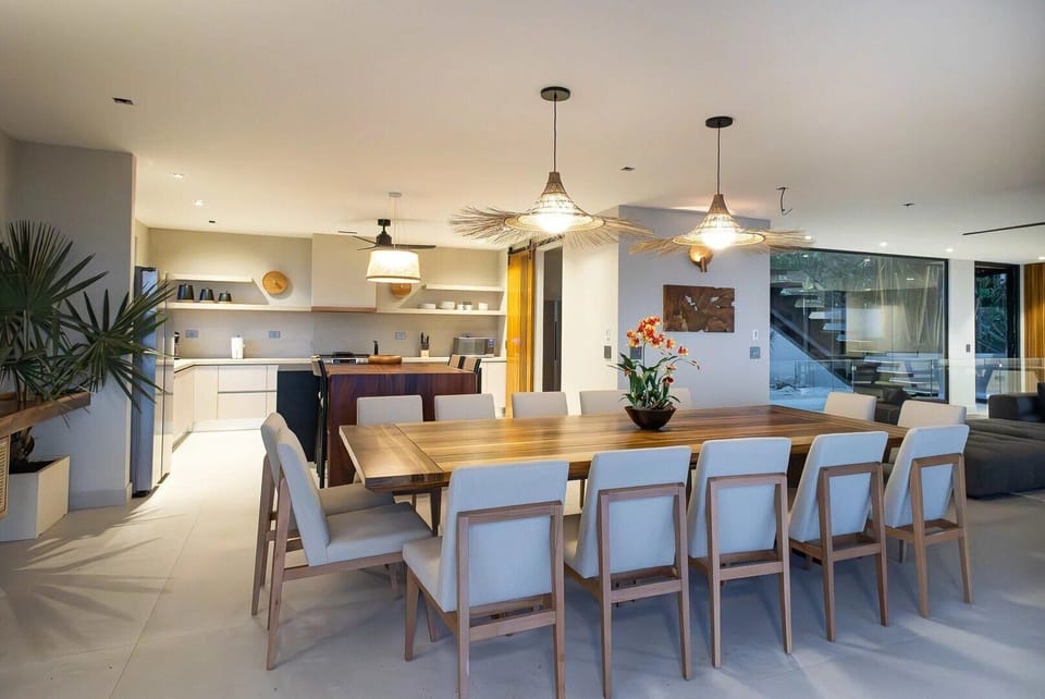 This sophisticated dining space comfortably accommodates your entire group.