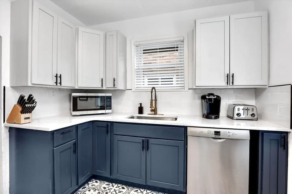 Bright kitchen with stainless appliances