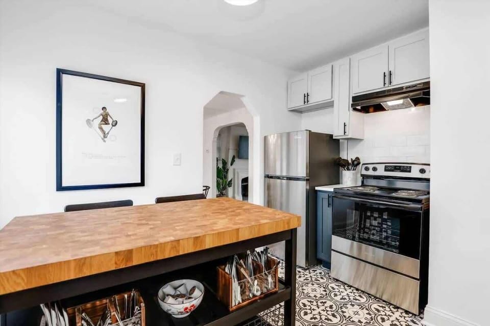 Kitchen with butcher block island
