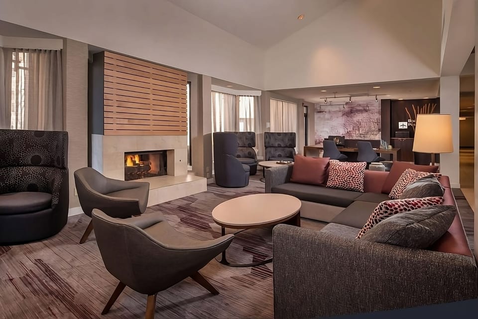 Gather fireside in a stylish lobby lounge after exploring.