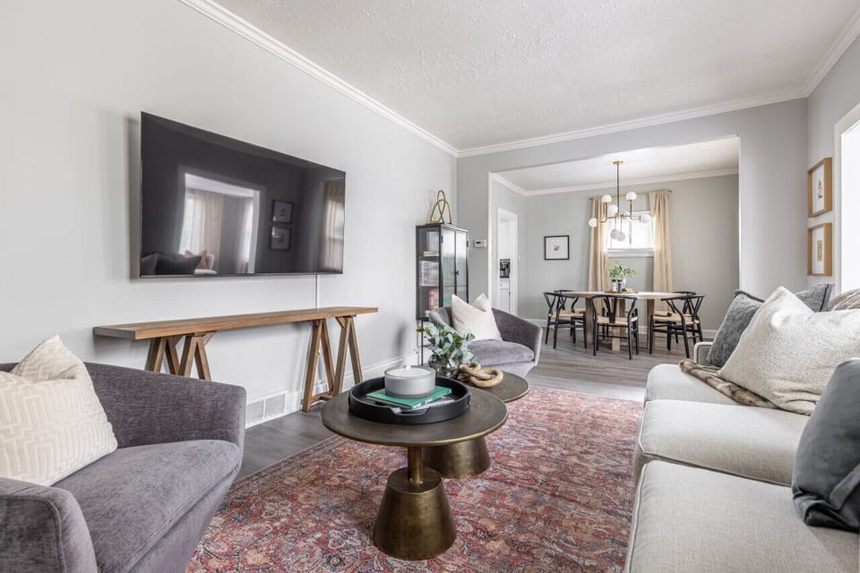 Kick back on couch and watch TV.