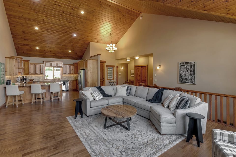 Main floor family room open to kitchen 