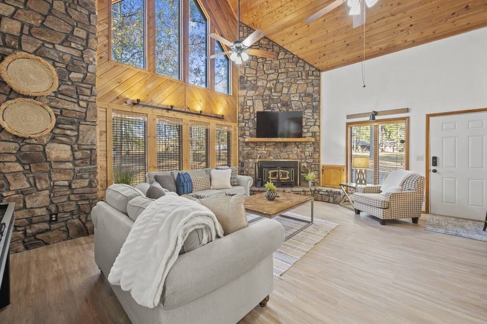 Main Lower Level Living Area showing side door entrance from outside