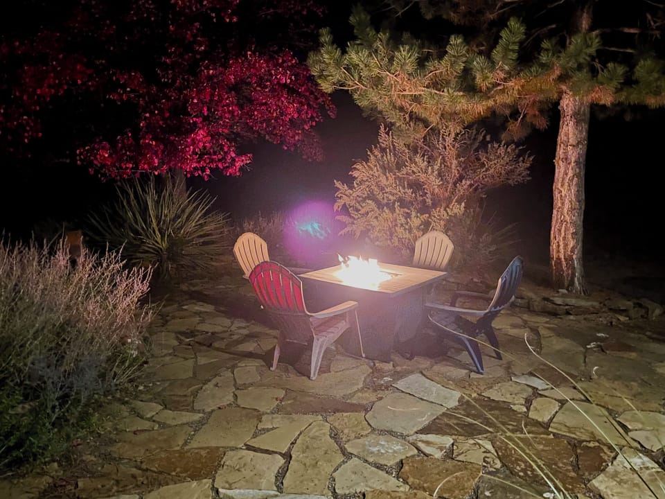 Come enjoy the propane fire pit (extra chairs in the garage!)