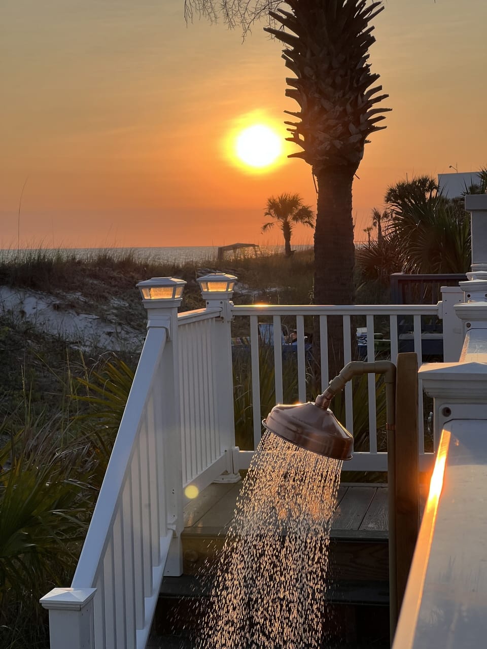 Great place to rinse off after the beach under the palm trees